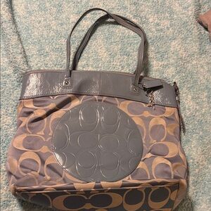 Coach Blue and Tan Signature Tote